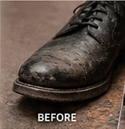 Leather shoe before restoration
